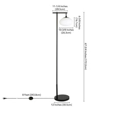 68" Black And White Reading Floor Lamp With White Glass Globe Shade
