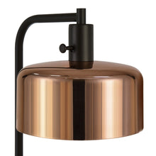 57" Black Arched Floor Lamp With Copper Metal Bell Shade