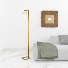 68" Brass Arched Floor Lamp With White No Pattern Frosted Glass Dome Shade