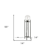 55" Black Novelty Floor Lamp With Clear Transparent Glass Globe Shade