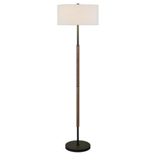61" Black Two Light Floor Lamp With White Frosted Glass Drum Shade