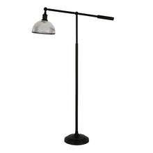58" Black Swing Arm Floor Lamp With Clear Glass Dome Shade