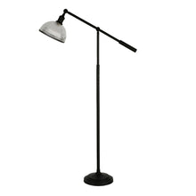 58" Black Swing Arm Floor Lamp With Clear Glass Dome Shade