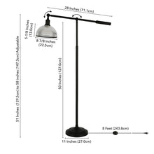 58" Black Swing Arm Floor Lamp With Clear Glass Dome Shade