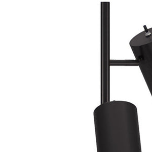 65" Black Three Light Tree Floor Lamp With Black Metal Drum Shade
