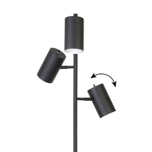 65" Black Three Light Tree Floor Lamp With Black Metal Drum Shade