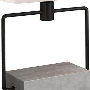22" Gray and Black Mod Table Lamp With White Rectangular Shade