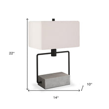 22" Gray and Black Mod Table Lamp With White Rectangular Shade