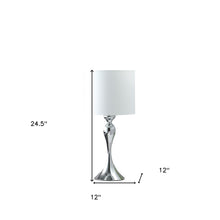 25" Silver Sleek Table Lamp With Off White Drum Shade