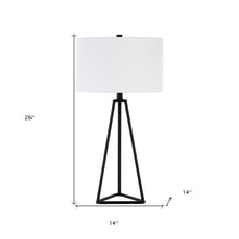26" Black Metal Table Lamp With White Drum Shade
