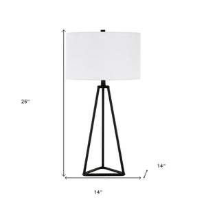 26" Black Metal Table Lamp With White Drum Shade