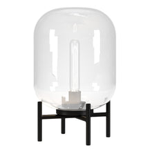 15" Black Metal Table Lamp With Clear Cylinder Shade