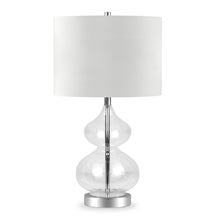 23" Clear Glass Gourd Table Lamp With White Drum Shade