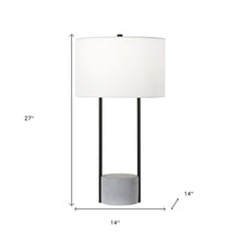 27" Gray and Black Concrete Table Lamp With White Drum Shade