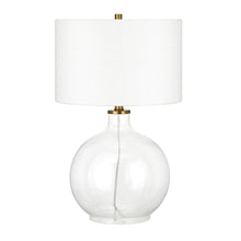 24" Clear Glass Table Lamp With White Drum Shade
