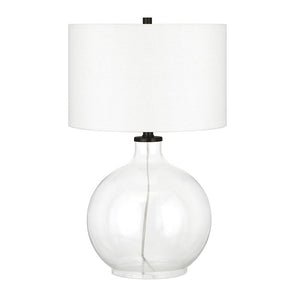 24" Clear Glass Table Lamp With White Drum Shade