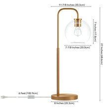 27" Brass Metal Arched Table Lamp With Clear Globe Shade