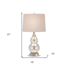21" Clear Glass Gourd Table Lamp With White Drum Shade