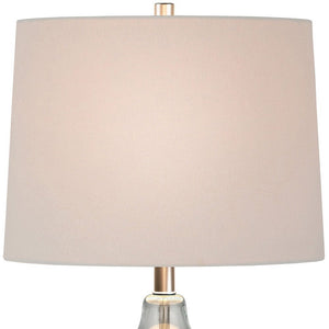 21" Clear Glass Gourd Table Lamp With White Drum Shade