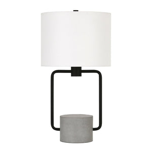 22" Black and Gray Concrete Table Lamp With White Drum Shade