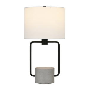 22" Black and Gray Concrete Table Lamp With White Drum Shade