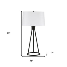 28" Black Metal Table Lamp With White Drum Shade