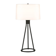 28" Black Metal Table Lamp With White Drum Shade