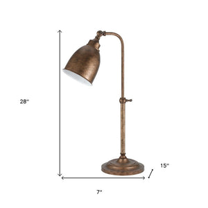 28" Bronze Metal Adjustable Lantern Table Lamp With Bronze Dome Shade