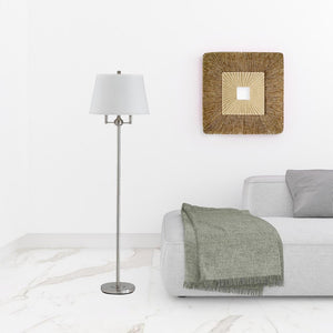 62" Nickel Four Light Traditional Shaped Floor Lamp With White Square Shade