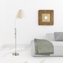 68" Nickel Adjustable Floor Lamp With White Fabric Empire Shade