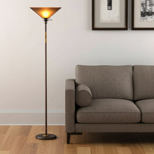 70" Rusted Torchiere Floor Lamp With Rust Frosted Glass Dome Shade