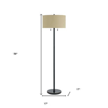 59" Bronze Two Light Traditional Shaped Floor Lamp With Brown Rectangular Shade