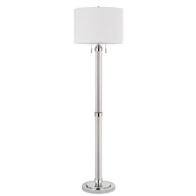 60" Chrome Two Light Traditional Shaped Floor Lamp With White Rectangular Shade