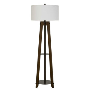 65" Brown Tripod Floor Lamp With White Rectangular Shade