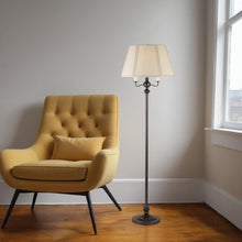60" Bronze Metal Four Light Floor Lamp With Beige Fabric Square Shade