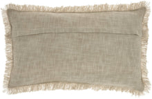 14" X 24" Taupe Cotton Lumbar Throw Pillow with Fringe