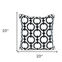 20" Black and White Geometric Cotton Throw Pillow
