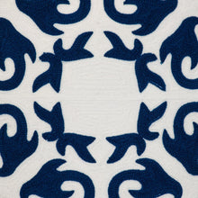 20" Blue and White Geometric Cotton Throw Pillow