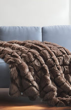 60" X 50" Beige Knitted Acrylic Geometric Throw Blanket