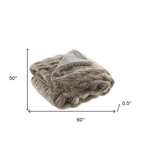 60" X 50" Brown Knitted Acrylic Plush Throw Blanket