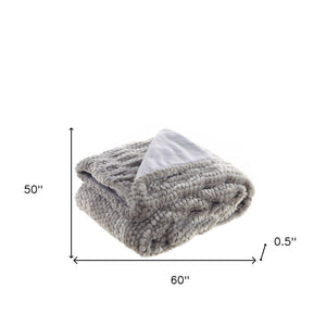 60" X 50" Brown Knitted Acrylic Plush Throw Blanket