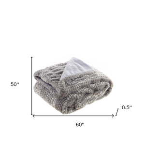 60" X 50" Brown Knitted Acrylic Plush Throw Blanket