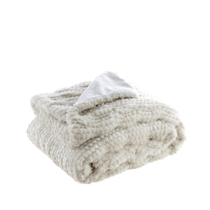 60" X 50" Brown Knitted Acrylic Plush Throw Blanket