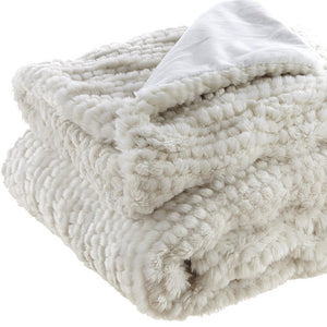 60" X 50" Brown Knitted Acrylic Plush Throw Blanket