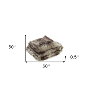 60" X 50" Brown Knitted Acrylic Animal Print Throw Blanket