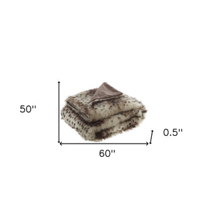 60" X 50" Brown Knitted Acrylic Animal Print Throw Blanket