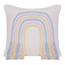 20" X 20" Blue and Off White Braided Cotton Zippered Pillow With Fringe
