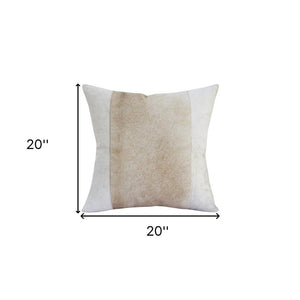 20" Beige and Ivory Throw Pillow