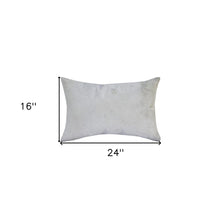 16" X 24" Ivory Faux Leather Zippered Pillow