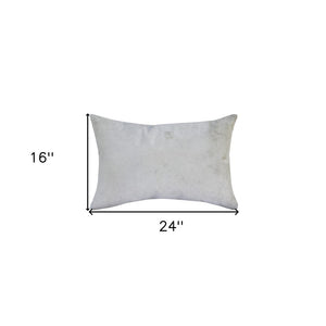 16" X 24" Ivory Faux Leather Zippered Pillow